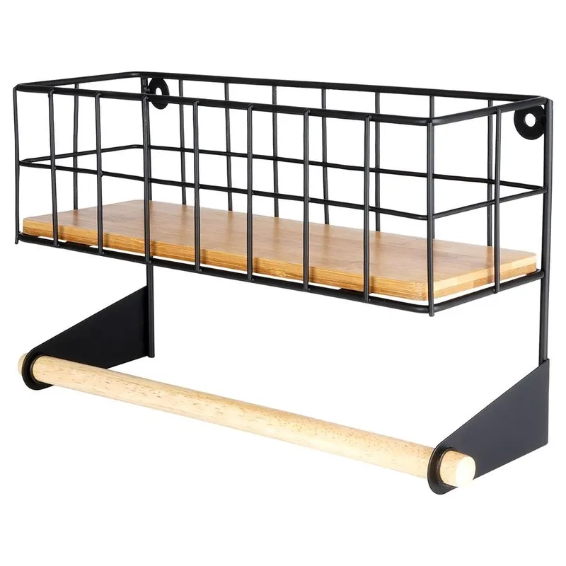 Wieszak Kuchenny Metalowy 32x10x18 cm Na Ręcznik Papierowy MEBLIVA - Czarny