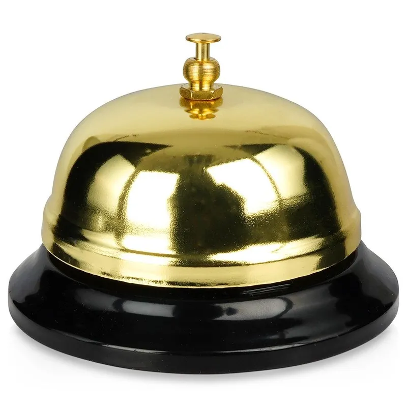 Dzwonek Stołowy 8,5 x 6 cm Metalowy Z Czarną Podstawą MEBLIVA - Złoty