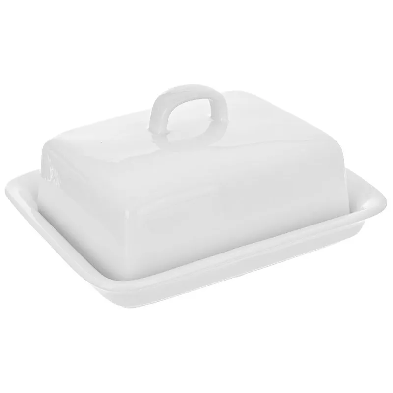 Maselniczka Ceramiczna Maselnica Pojemnik Na Masło MEBLIVA - Biała