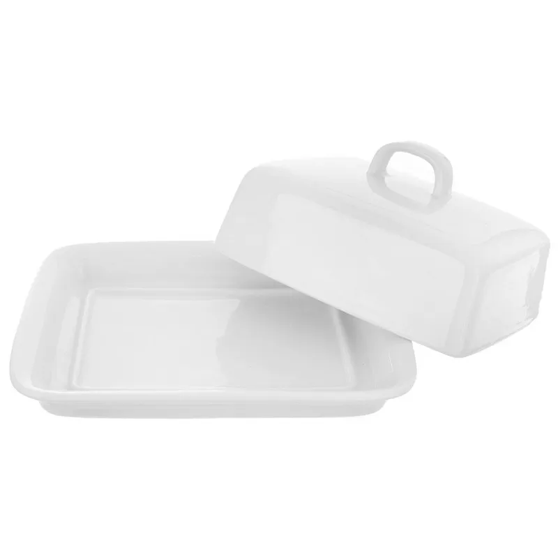 Maselniczka Ceramiczna Maselnica Pojemnik Na Masło MEBLIVA - Biała