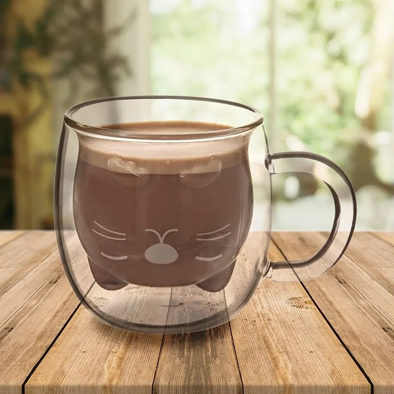 Szklanka Termiczna Z Podwójną Ścianką Do Kawy Kotek 270 ml MEBLIVA