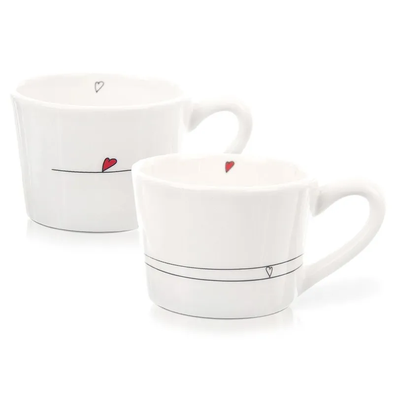 Kubki Ceramiczne Serduszka Dekoracyjne Ozdobne 200 ml 2 szt. MEBLIVA
