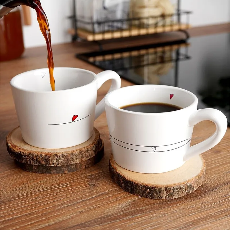 Kubki Ceramiczne Serduszka Dekoracyjne Ozdobne 200 ml 2 szt. MEBLIVA