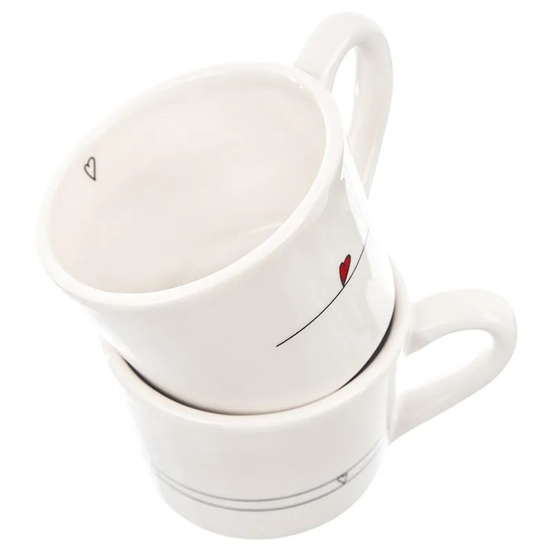 Kubki Ceramiczne Serduszka Dekoracyjne Ozdobne 200 ml 2 szt. MEBLIVA