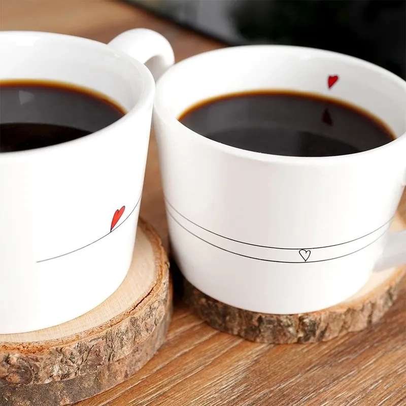 Kubki Ceramiczne Serduszka Dekoracyjne Ozdobne 200 ml 2 szt. MEBLIVA
