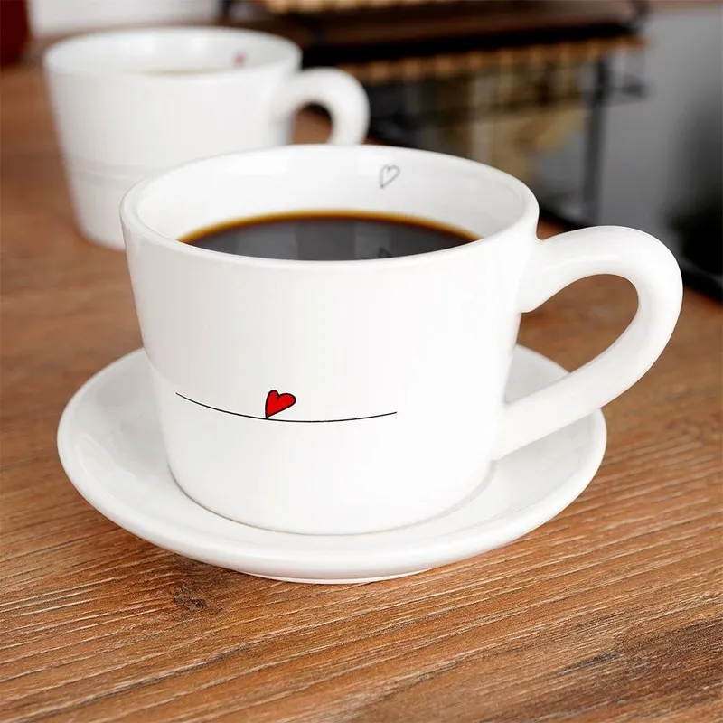 Kubki Ceramiczne Serduszka Dekoracyjne Ozdobne 200 ml 2 szt. MEBLIVA