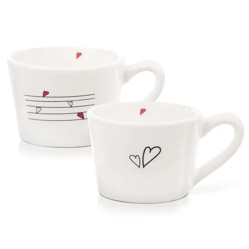 Zestaw Kubki Do Kawy Herbaty Ceramiczne Serce Solidne 2 szt. 210 ml MEBLIVA