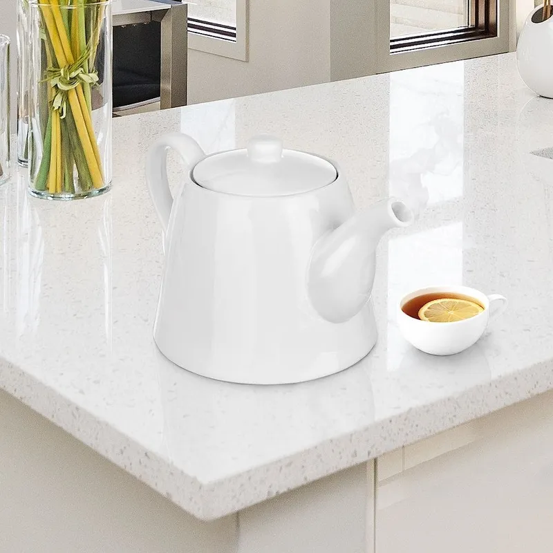 Dzbanek Do Kawy Herbaty Porcelanowy Klasyczny Solidny MEBLIVA - Biały