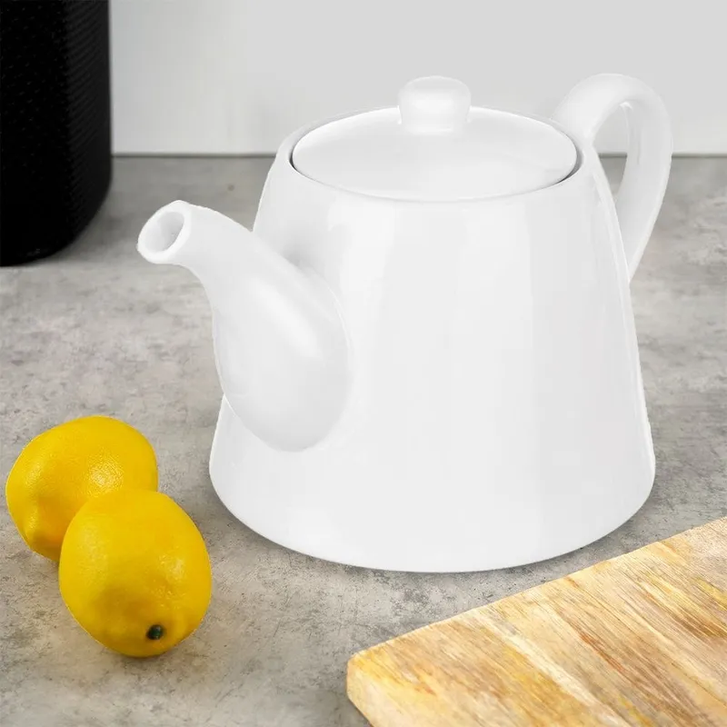 Dzbanek Do Kawy Herbaty Porcelanowy Klasyczny Solidny MEBLIVA - Biały