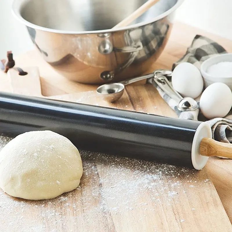 Wałek Do Ciasta Metalowy Obrotowy 46 cm Nieprzywierająca Powłoka MEBLIVA