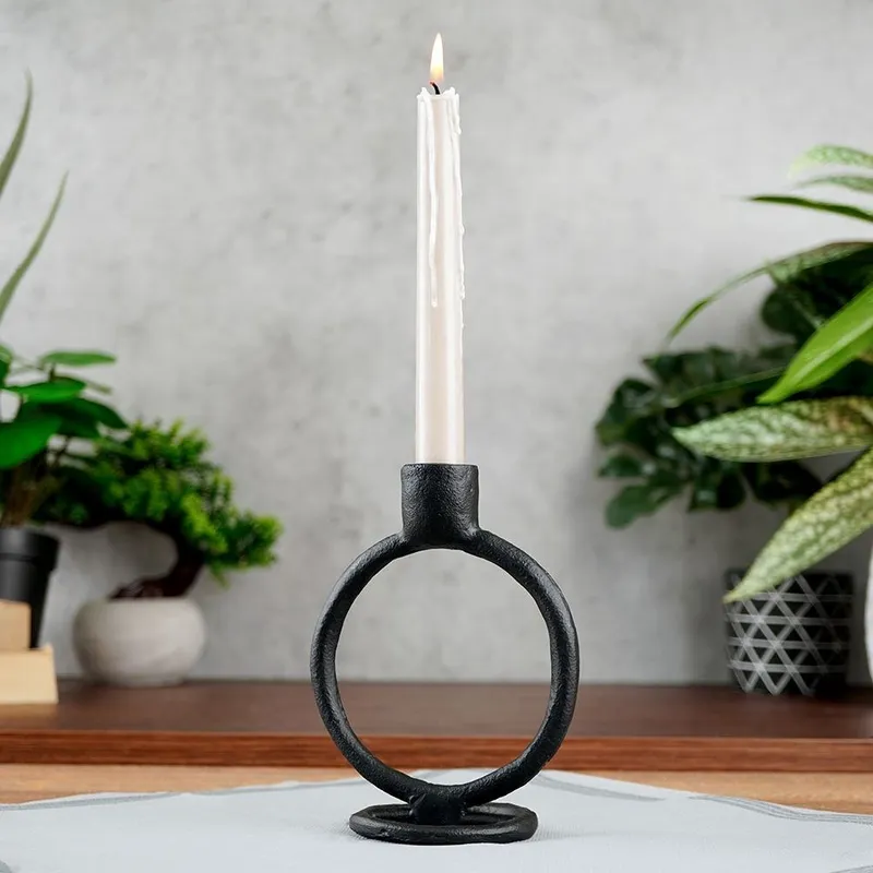 Świecznik Aluminiowy Stojak Na Świeczkę HOME STYLING MEBLIVA - Czarny