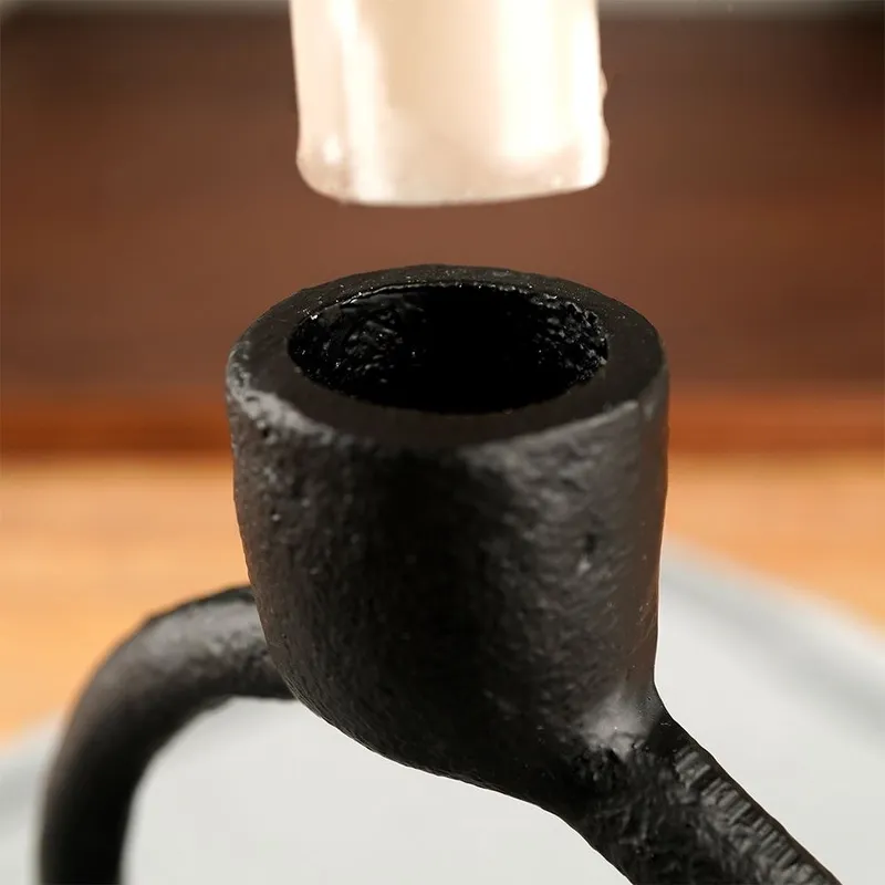 Świecznik Aluminiowy Stojak Na Świeczkę HOME STYLING MEBLIVA - Czarny