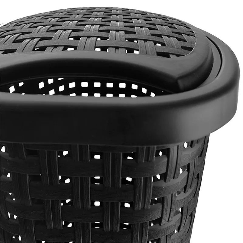 Kosz Na Pranie Bieliznę Wąski Plastikowy 45 l MEBLIVA - Czarny
