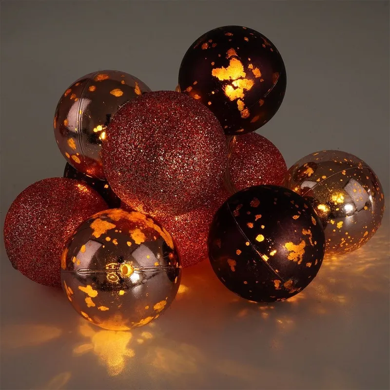 Lampki Bombki Świecące 10 LED 4 cm Na Baterie MEBLIVA - Fioletowe