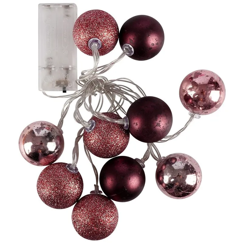Lampki Bombki Świecące 10 LED 4 cm Na Baterie MEBLIVA - Fioletowe
