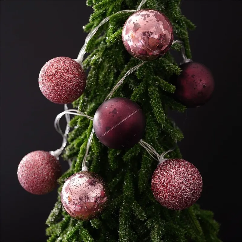 Lampki Bombki Świecące 10 LED 4 cm Na Baterie MEBLIVA - Fioletowe