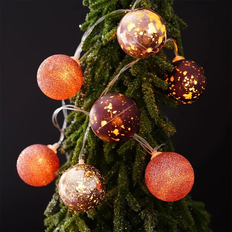 Lampki Bombki Świecące 10 LED 4 cm Na Baterie MEBLIVA - Fioletowe