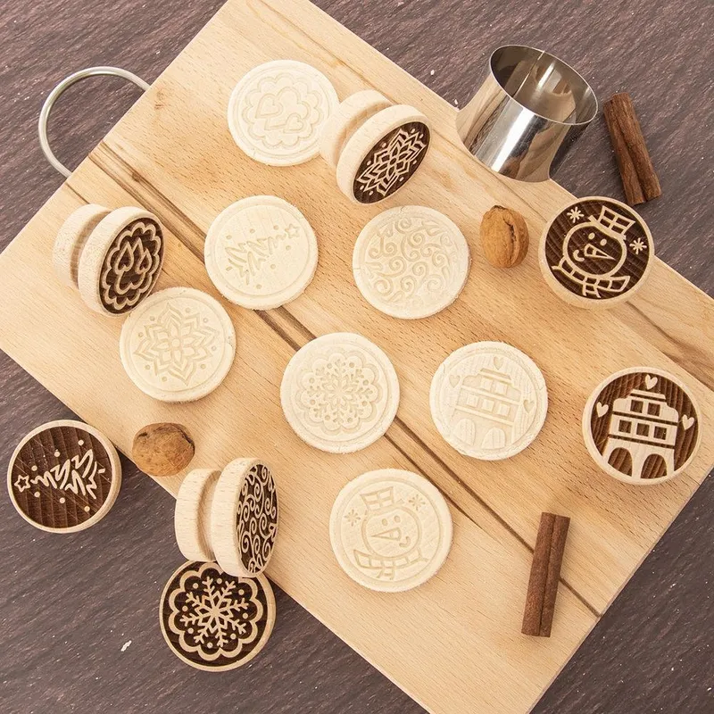 Stempel Do Ciastek Drewniany Choinka Pierników Dekoracja 5,5 cm MEBLIVA