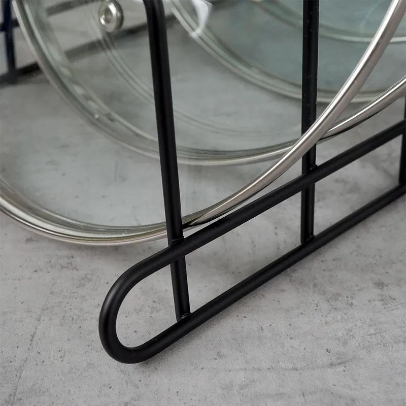 Stojak Organizer Na Pokrywki Talerze Metalowy 34 x 18 x 18 MEBLIVA - Czarny