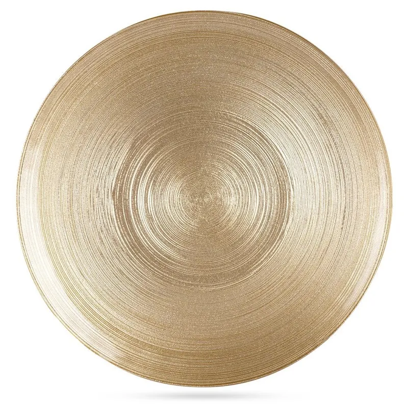 Talerz Obiadowy Okrągły Płytki Szklany Matowy 28 cm MEBLIVA - Złoty