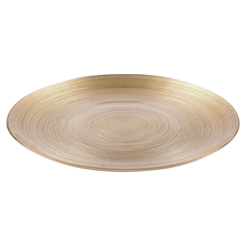 Talerz Obiadowy Okrągły Płytki Szklany Matowy 28 cm MEBLIVA - Złoty