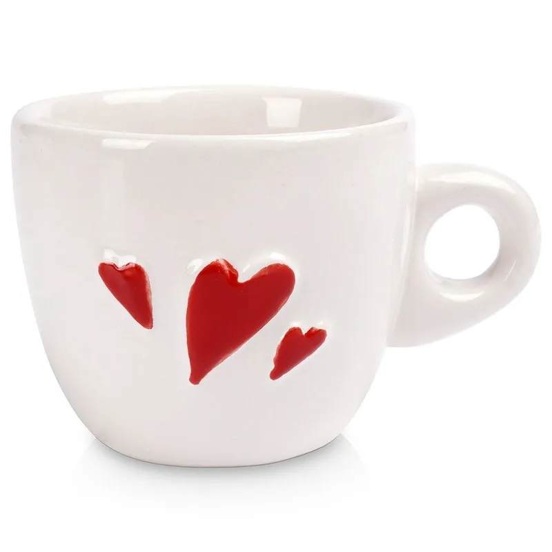 Filiżanka Do Espresso 80 ml Serce Ceramiczna Z Serduszkami MEBLIVA - Biała
