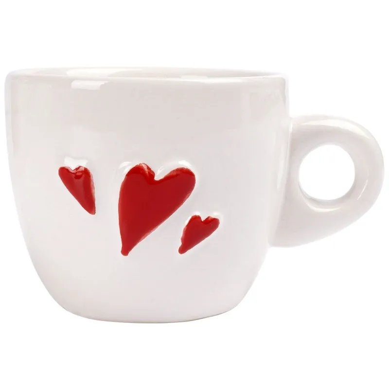 Filiżanka Do Espresso 80 ml Serce Ceramiczna Z Serduszkami MEBLIVA - Biała