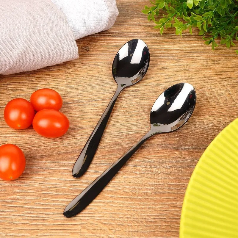 Łyżeczki Do Herbaty Stal Nierdzewna BLACK 2 szt. 14,5 cm MEBLIVA - Czarne