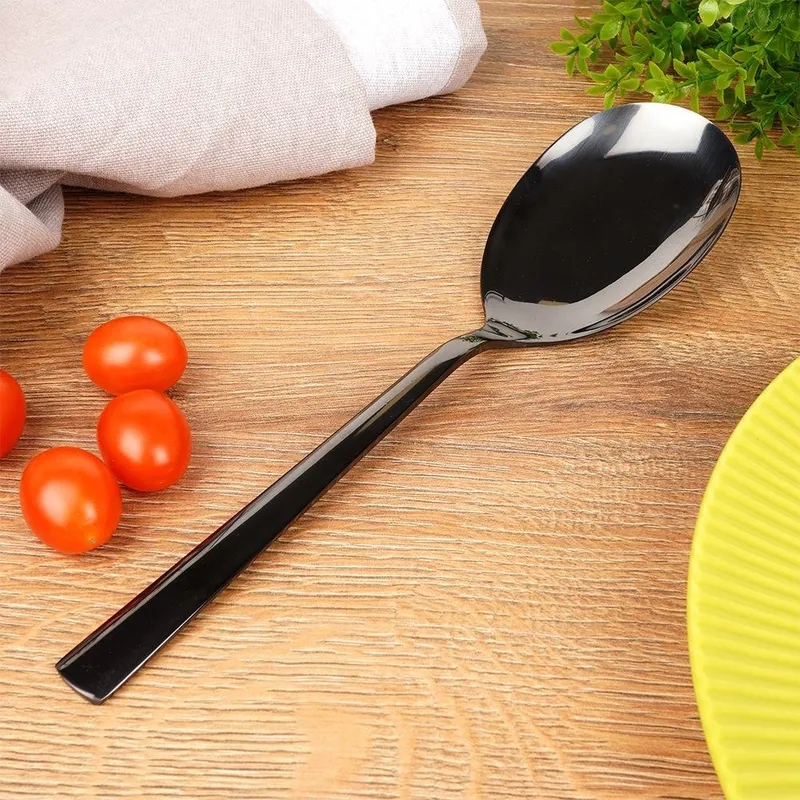 Łyżka Do Sałaty Stalowa BLACK 25 cm MEBLIVA - Czarna