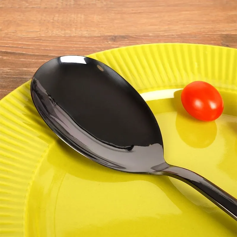Łyżka Do Sałaty Stalowa BLACK 25 cm MEBLIVA - Czarna