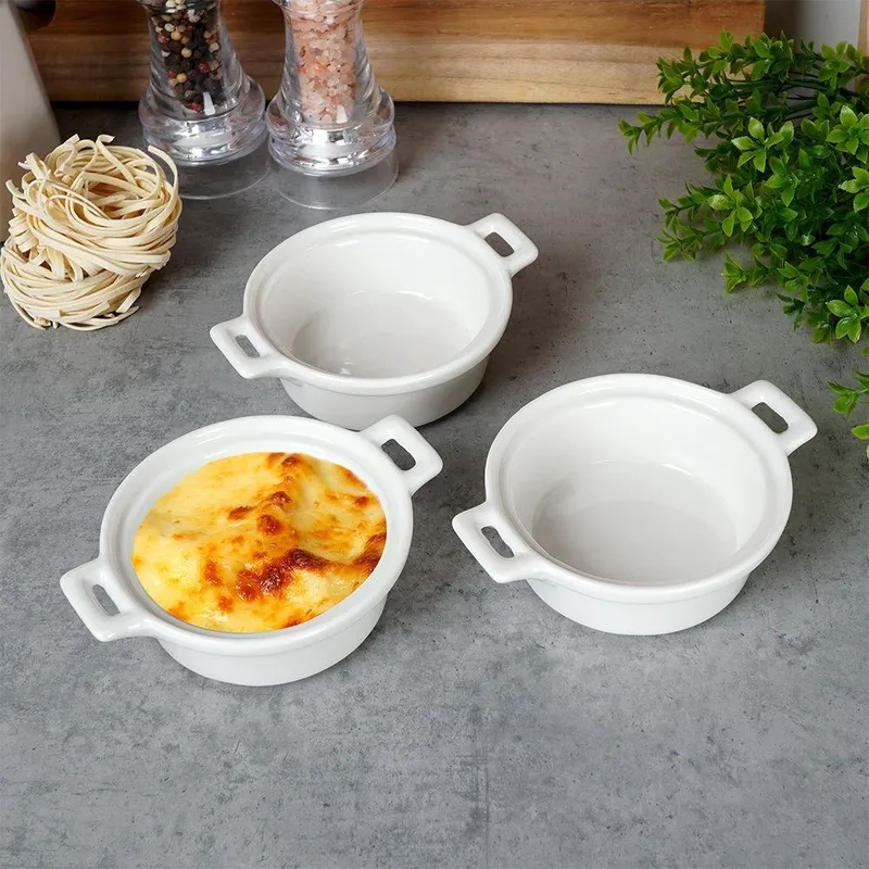 Miseczki Do Zapiekania Z Uchwytem 130 ml Zestaw 3 szt EXCELLENT MEBLIVA