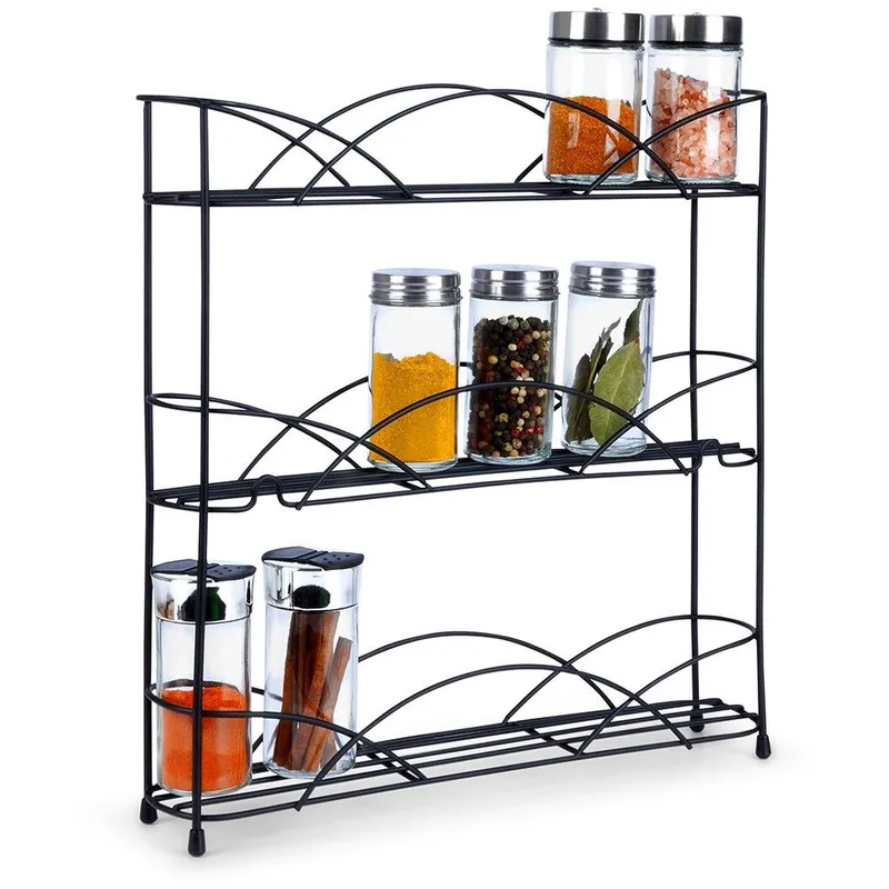 Półka Na Przyprawy Metalowa Stojąca Loft 33,5 x 6,5 x 33,5 MEBLIVA - Czarna