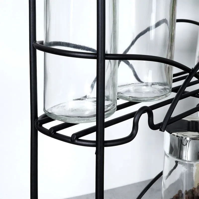Półka Na Przyprawy Metalowa Stojąca Loft 33,5 x 6,5 x 33,5 MEBLIVA - Czarna