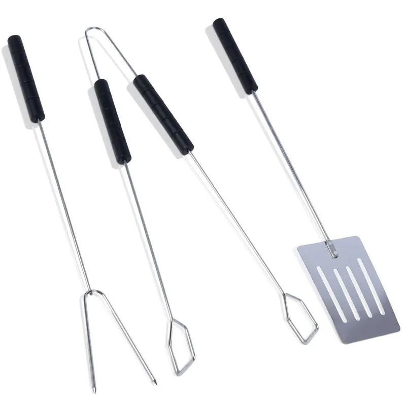 Zestaw Przyborów Do Grilla 3 el. BBQ Stal Chromowana Długość 38 cm GARDIVA