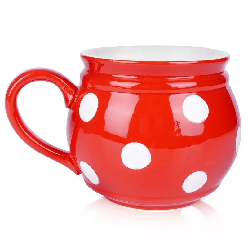 Kubek Ceramiczny W Grochy 950 ml MEBLIVA - Czerwony