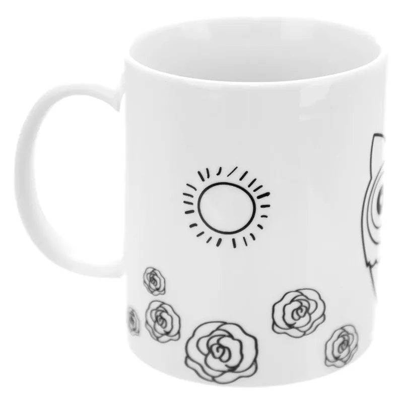 Kubek Do Malowania Z Farbkami Porcelanowy Sowy Dla Dzieci 330 ml MEBLIVA