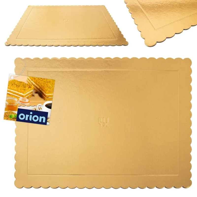 Podkład Pod Tort Prostokąt 40 x 30 cm Do Transportu MEBLIVA - Złoty