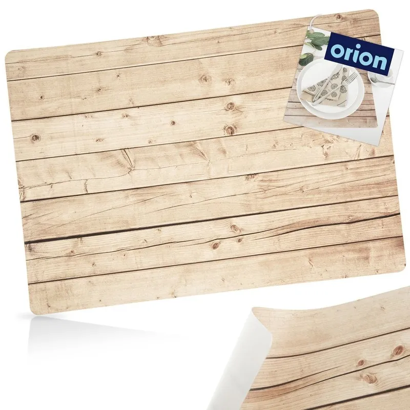 Podkładka Na Stół Wzór Deska 43 x 30 cm Mata PCV MEBLIVA - Beżowa