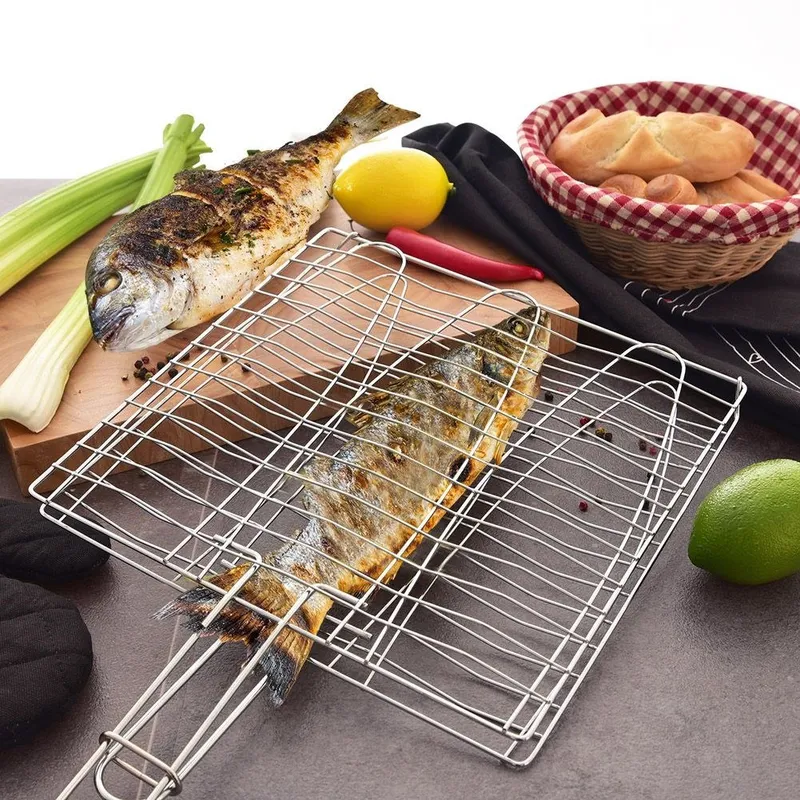 Ruszt Do Grillowania Ryb Zamykany Metalowy 3 Ryby 55,5 x 28 cm GARDIVA