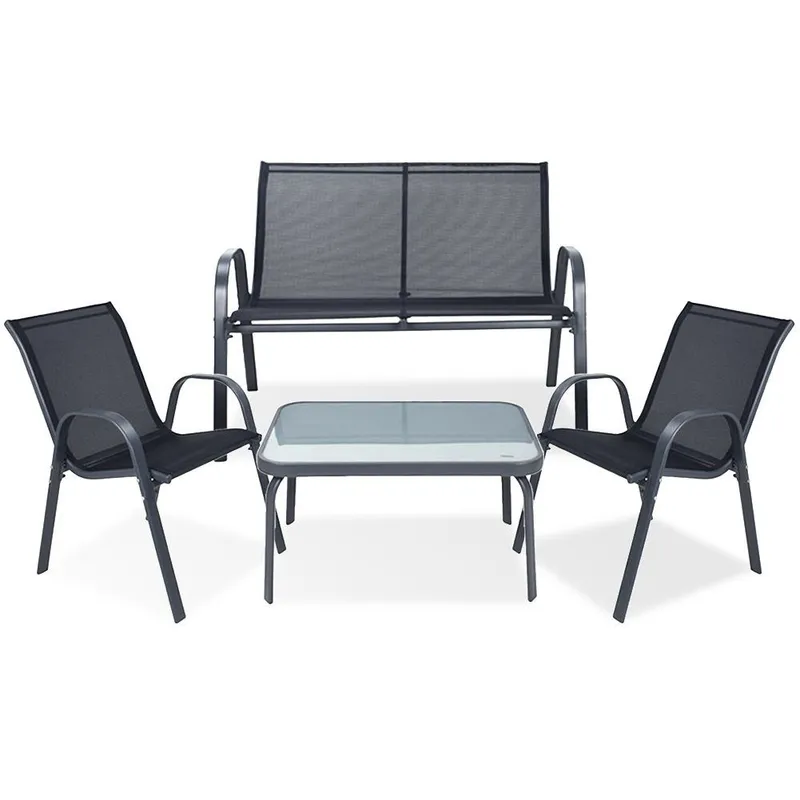 Zestaw Mebli Ogrodowych 4 el. AMBIANCE Metal Sofa Fotele Stolik GARDIVA