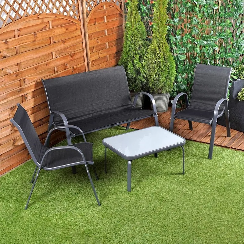 Zestaw Mebli Ogrodowych 4 el. AMBIANCE Metal Sofa Fotele Stolik GARDIVA