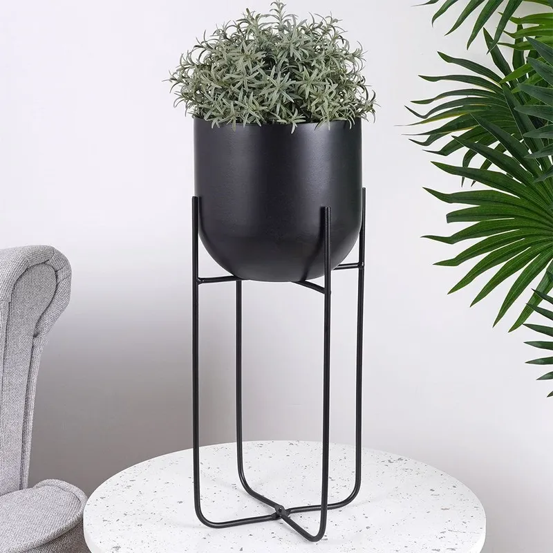 Osłonka Na Doniczkę Na Stojaku Metalowa 16,5 x 42 cm GARDIVA - Czarna