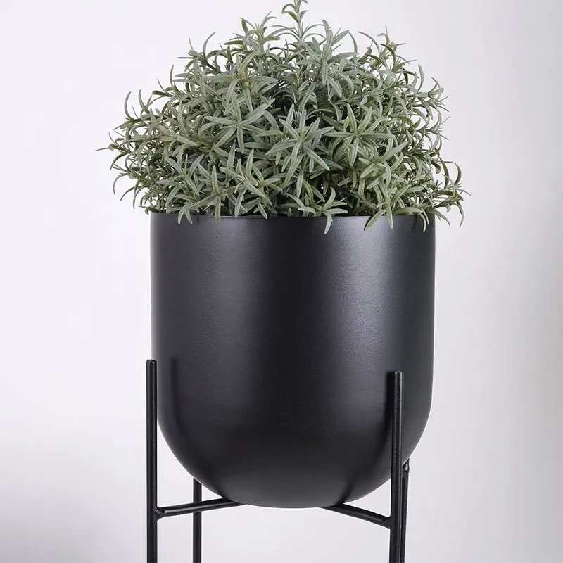 Osłonka Na Doniczkę Na Stojaku Metalowa 16,5 x 42 cm GARDIVA - Czarna