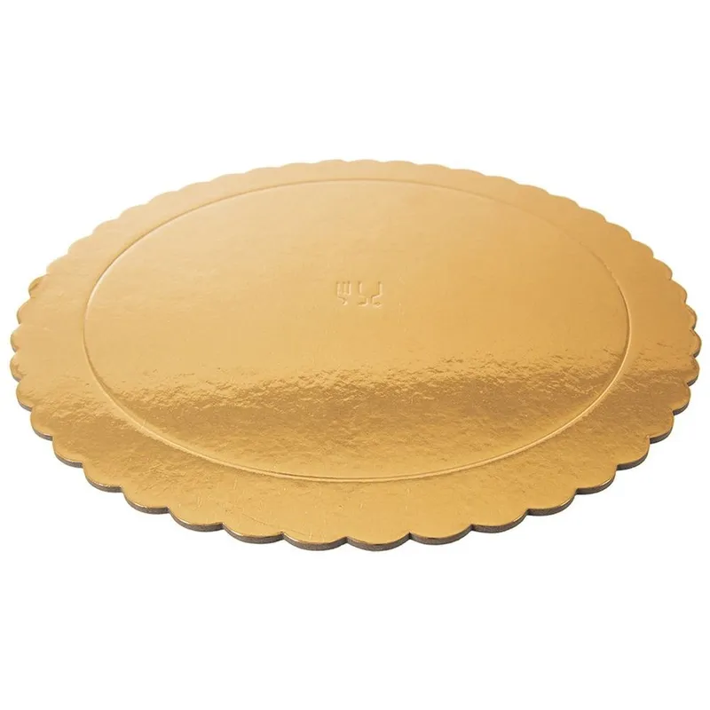 Podkład Pod Tort Okrągły Sztywny 32 cm Tektura Dekoracyjna MEBLIVA - Złoty