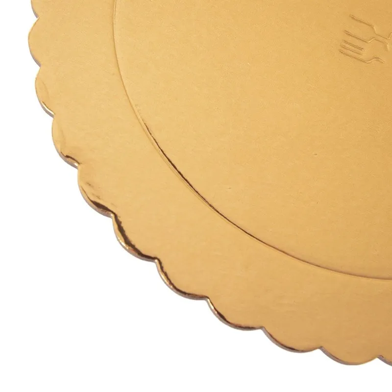 Podkład Pod Tort Okrągły Sztywny 32 cm Tektura Dekoracyjna MEBLIVA - Złoty