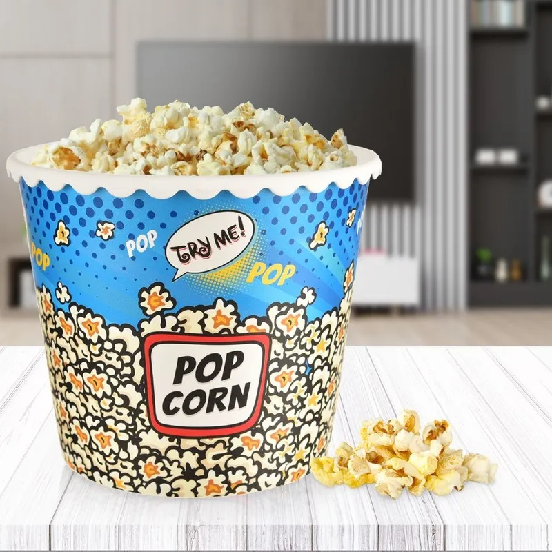 Pojemnik Na Popcorn Chipsy Z Dekorem 2,3 l Wielokrotnego Użytku MEBLIVA