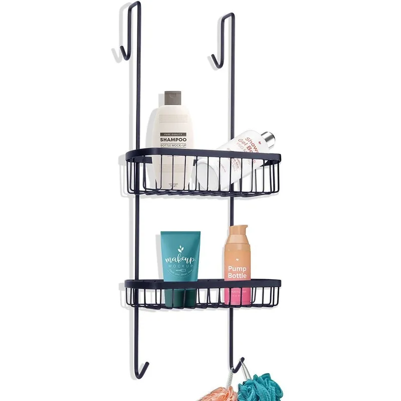 Półka Pod Prysznic Zawieszana Metalowa Solidna 22x19x54,5 MEBLIVA - Czarna