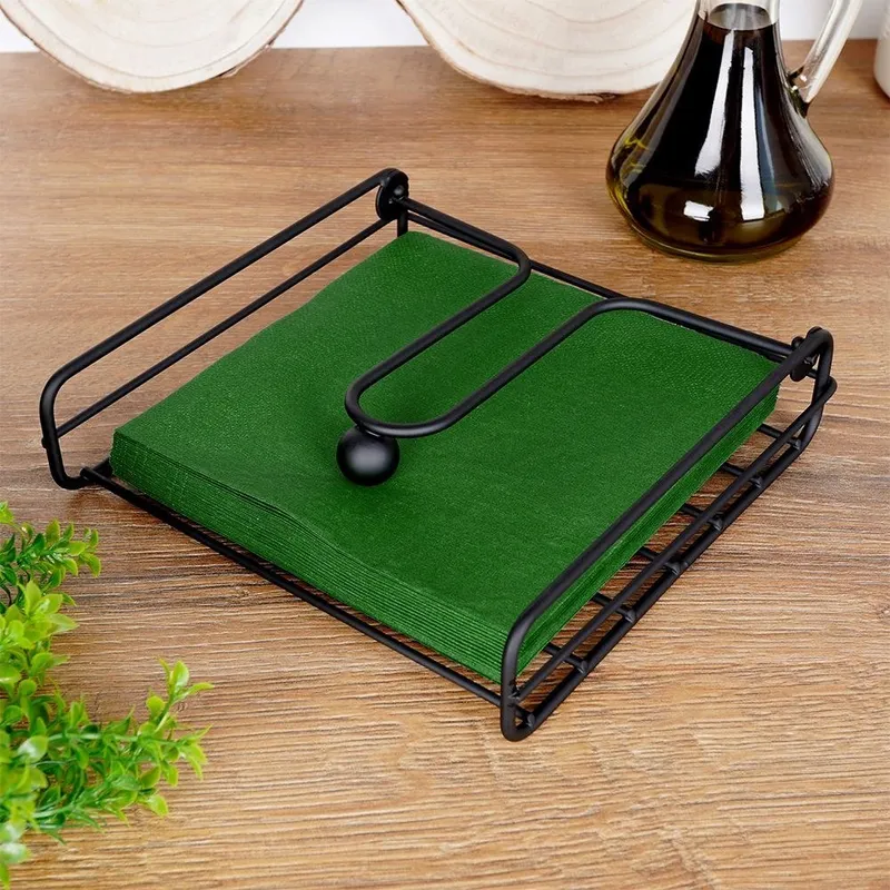 Serwetnik Metalowy Z Dociskaczem 19 x 19,5 cm Do Stolu MEBLIVA - Czarny