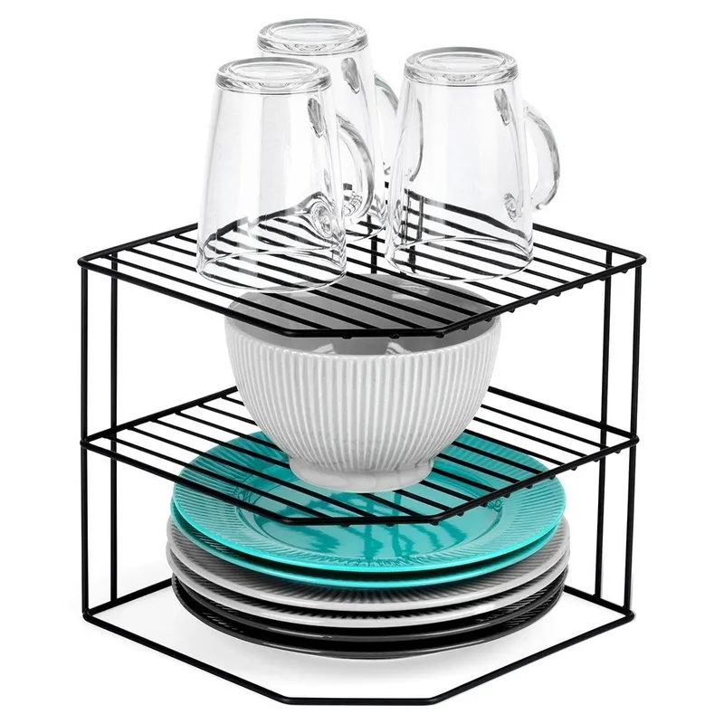 Półka Kuchenna Metalowa Narożna Loft 3-POZIOMOWA 22x22x21 MEBLIVA - Czarna