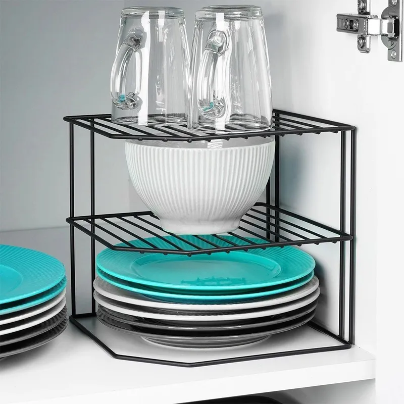 Półka Kuchenna Metalowa Narożna Loft 3-POZIOMOWA 22x22x21 MEBLIVA - Czarna